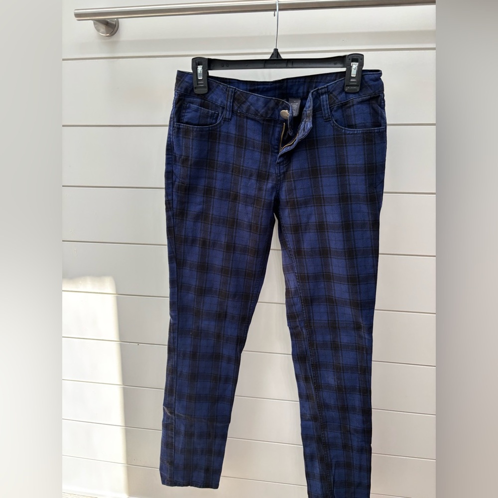 City Streets Navy and Charcoal Plaid Trousers